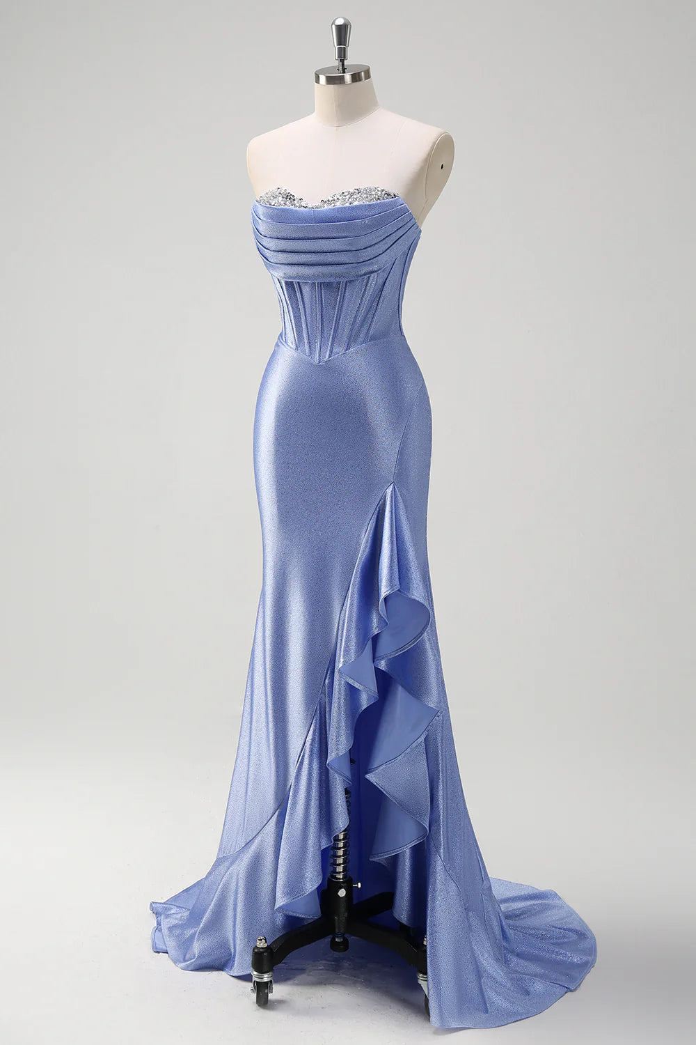 Sparkly Charming Mermaid Long Prom Dress with Ruffles